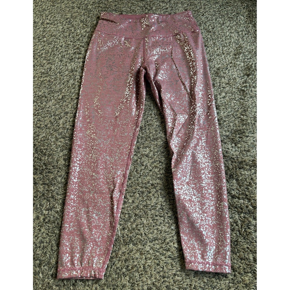Sweaty Betty 7/8 Length Leggings Pink Disco Metallic Foil size Medium - Picture 1 of 4
